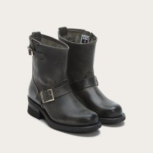 Frye Black Leather Engineer Boots 8” shaft